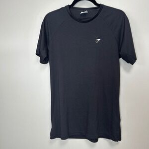 Gymshark Mens Medium Black Raglan Short Sleeve Activewear Training T-Shirt Logo